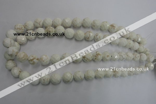 CWB304 15.5 inches 12mm faceted round howlite turquoise beads