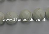 CWB305 15.5 inches 14mm faceted round howlite turquoise beads