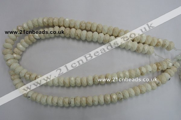 CWB327 15.5 inches 6*10mm faceted rondelle howlite turquoise beads