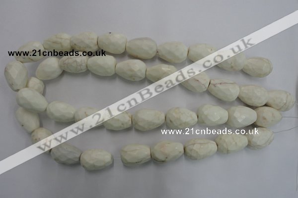 CWB338 15.5 inches 15*22mm faceted teardrop howlite turquoise beads