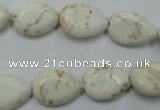 CWB363 15.5 inches 12*16mm flat teardrop howlite turquoise beads