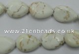 CWB363 15.5 inches 12*16mm flat teardrop howlite turquoise beads