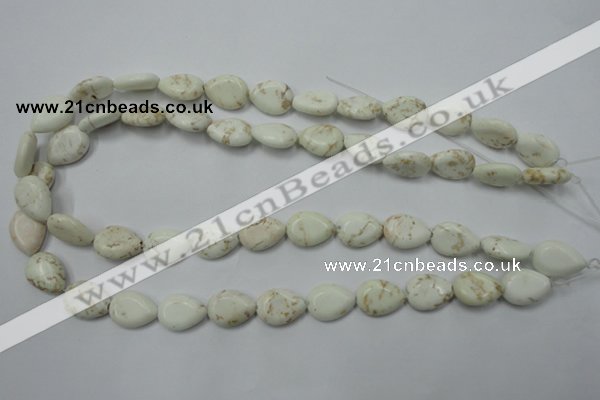 CWB363 15.5 inches 12*16mm flat teardrop howlite turquoise beads