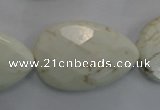 CWB377 20*30mm faceted flat teardrop howlite turquoise beads
