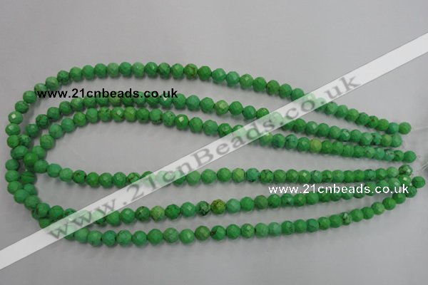 CWB390 15.5 inches 4mm faceted round howlite turquoise beads