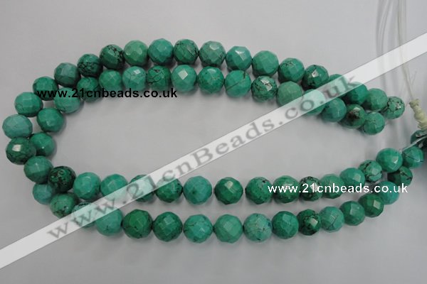 CWB404 15.5 inches 12mm faceted round howlite turquoise beads