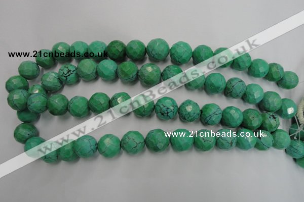 CWB405 15.5 inches 14mm faceted round howlite turquoise beads