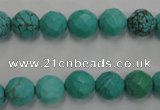 CWB412 15.5 inches 8mm faceted round howlite turquoise beads