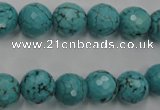 CWB423 15.5 inches 10mm faceted round howlite turquoise beads