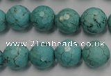 CWB424 15.5 inches 12mm faceted round howlite turquoise beads