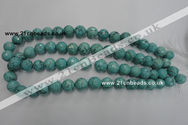 CWB424 15.5 inches 12mm faceted round howlite turquoise beads