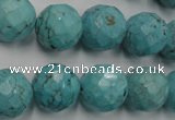 CWB425 15.5 inches 14mm faceted round howlite turquoise beads