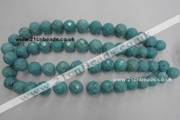 CWB425 15.5 inches 14mm faceted round howlite turquoise beads