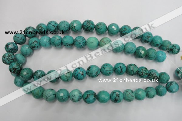 CWB426 15.5 inches 14mm faceted round howlite turquoise beads