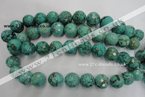 CWB428 15.5 inches 18mm faceted round howlite turquoise beads