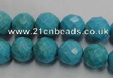 CWB434 15.5 inches 12mm faceted round howlite turquoise beads