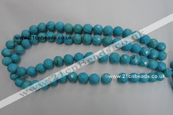 CWB434 15.5 inches 12mm faceted round howlite turquoise beads