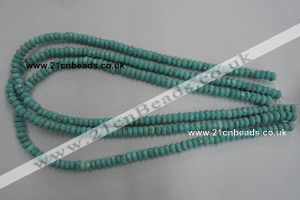 CWB440 15.5 inches 4*6mm faceted rondelle howlite turquoise beads