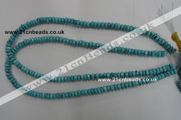 CWB441 15.5 inches 4*6mm faceted rondelle howlite turquoise beads