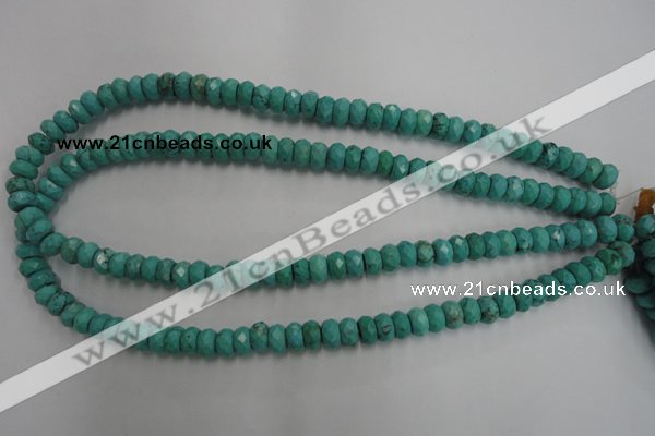 CWB442 15.5 inches 5*8mm faceted rondelle howlite turquoise beads