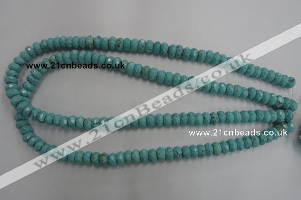 CWB443 15.5 inches 5*8mm faceted rondelle howlite turquoise beads