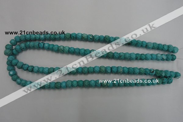 CWB444 15.5 inches 6*8mm faceted rondelle howlite turquoise beads