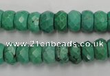 CWB445 15.5 inches 6*10mm faceted rondelle howlite turquoise beads