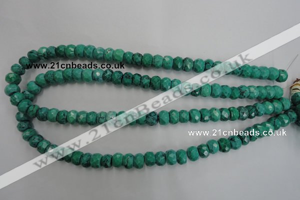 CWB446 15.5 inches 7*10mm faceted rondelle howlite turquoise beads