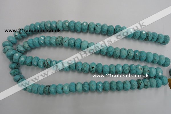 CWB447 15.5 inches 8*12mm faceted rondelle howlite turquoise beads