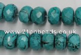 CWB448 15.5 inches 8*12mm faceted rondelle howlite turquoise beads