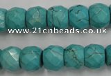 CWB450 15.5 inches 10*12mm faceted rondelle howlite turquoise beads