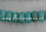 CWB451 15.5 inches 7*14mm faceted rondelle howlite turquoise beads