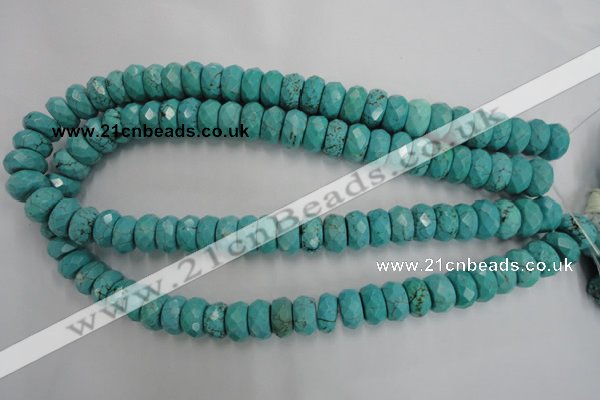 CWB451 15.5 inches 7*14mm faceted rondelle howlite turquoise beads