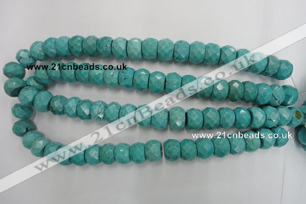 CWB453 15.5 inches 10*14mm faceted rondelle howlite turquoise beads