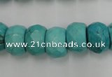 CWB454 15.5 inches 10*14mm faceted rondelle howlite turquoise beads