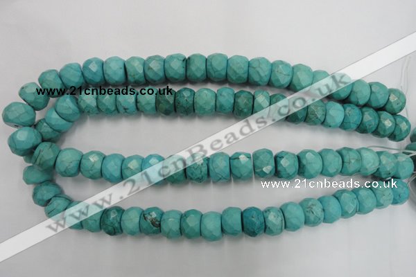 CWB454 15.5 inches 10*14mm faceted rondelle howlite turquoise beads