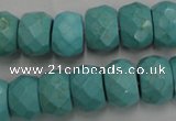 CWB455 15.5 inches 10*14mm faceted rondelle howlite turquoise beads