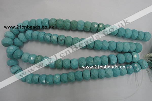 CWB455 15.5 inches 10*14mm faceted rondelle howlite turquoise beads