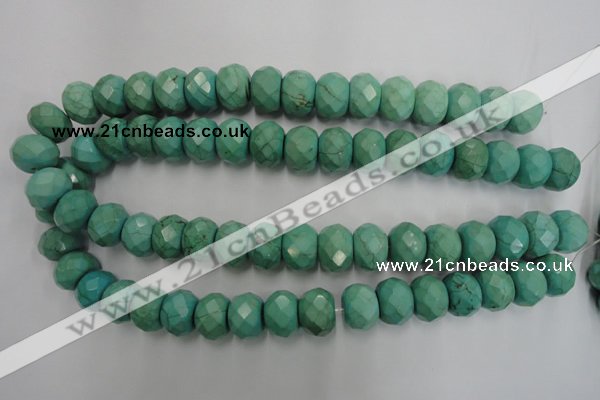 CWB456 15.5 inches 12*16mm faceted rondelle howlite turquoise beads