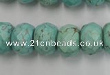CWB457 15.5 inches 12*16mm faceted rondelle howlite turquoise beads