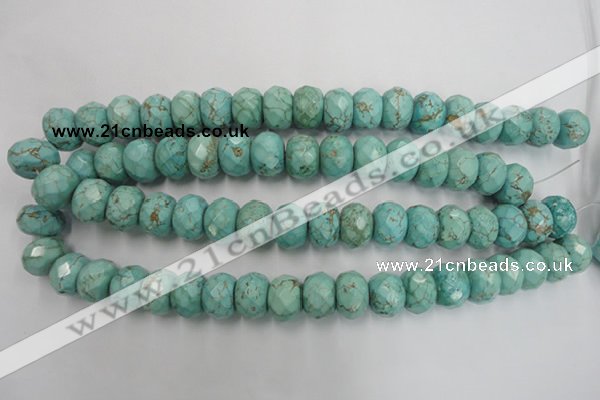 CWB457 15.5 inches 12*16mm faceted rondelle howlite turquoise beads