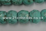 CWB458 15.5 inches 13*15mm faceted rondelle howlite turquoise beads