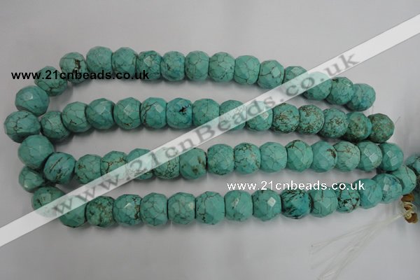 CWB458 15.5 inches 13*15mm faceted rondelle howlite turquoise beads