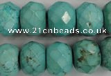 CWB459 15.5 inches 12*18mm faceted rondelle howlite turquoise beads