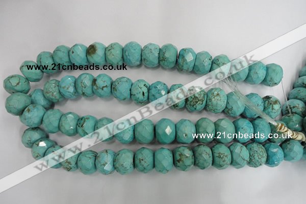 CWB459 15.5 inches 12*18mm faceted rondelle howlite turquoise beads