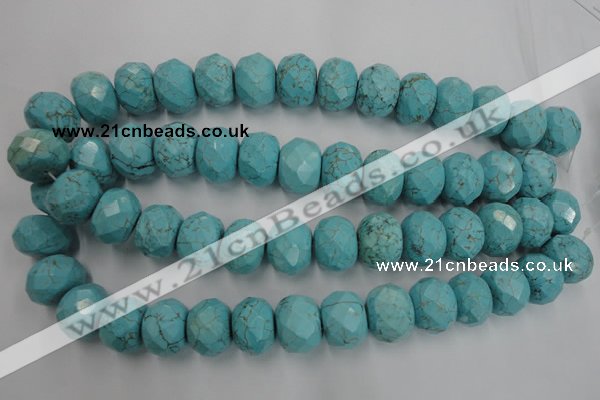 CWB462 15.5 inches 14*20mm faceted rondelle howlite turquoise beads