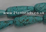 CWB472 15.5 inches 10*30mm faceted teardrop howlite turquoise beads