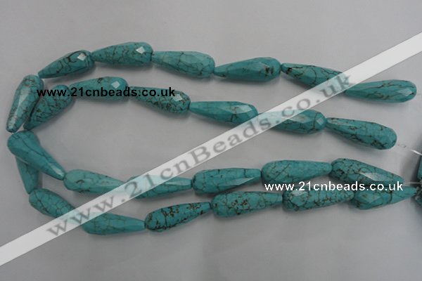 CWB472 15.5 inches 10*30mm faceted teardrop howlite turquoise beads