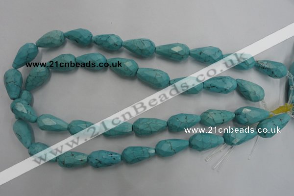 CWB474 15.5 inches 12*22mm faceted teardrop howlite turquoise beads