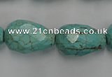 CWB475 15.5 inches 15*22mm faceted teardrop howlite turquoise beads